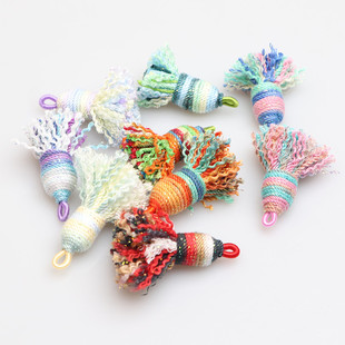 藏式 幻彩 手搓棉线小流苏钥匙扣挂件绳手机挂件服饰cosplay藏式