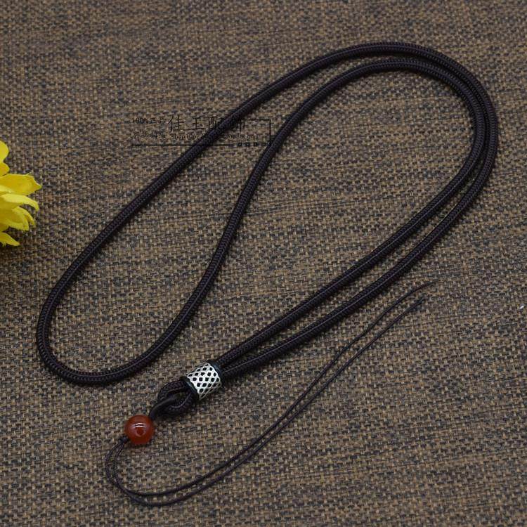 翡翠挂绳手工吊坠项链绳子藏银