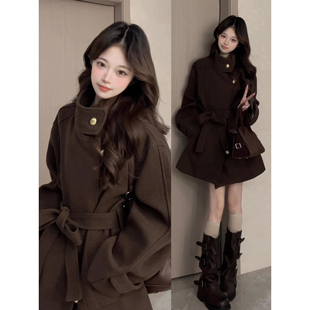 韩系高级巨好看短款毛呢外套女秋冬季2025新款小个子气质呢子大衣