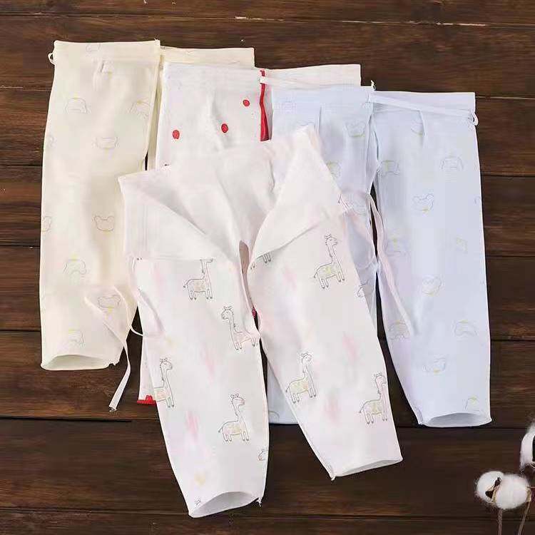 新生儿裤子春夏秋冬通用纯棉宝宝打底裤婴儿绑带开档裤系带可调节