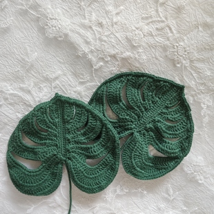 叶子手工钩织仿真叶子成品龟背竹叶撅叶四季 叶