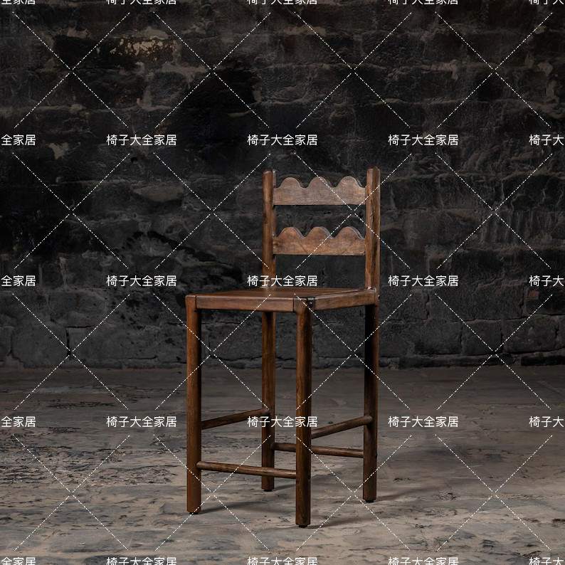 法式复古实木吧椅高脚凳家用客厅休闲高椅靠背椅做旧风酒吧吧台椅,住宅家具,家用高脚椅,淘宝优惠券,粉丝福利购,淘宝优惠卷