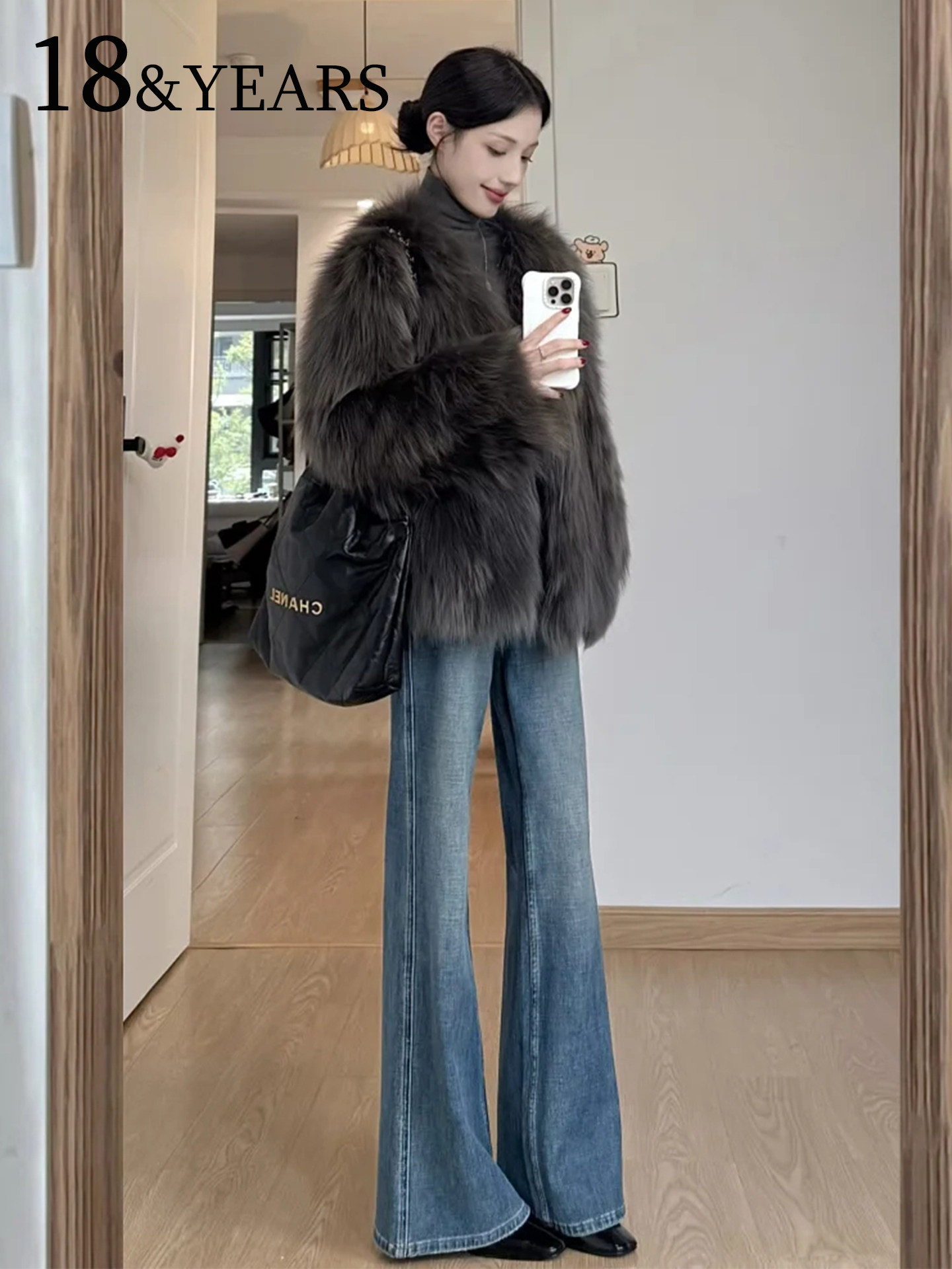Vintage Padded Flared Jeans for Women Autumn/Winter 2025 New High Waist Slimming Not Clingy Short Figure Bell Bottom Trousers