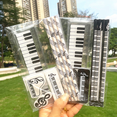 外贸钢琴音符图案铅笔学生文具木铅笔音乐造形橡皮擦儿童奖品礼品