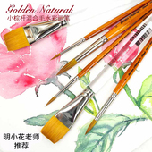美国黑天鹅同厂小棕杆Golden Natural透明杆圆头水彩画笔平头画笔