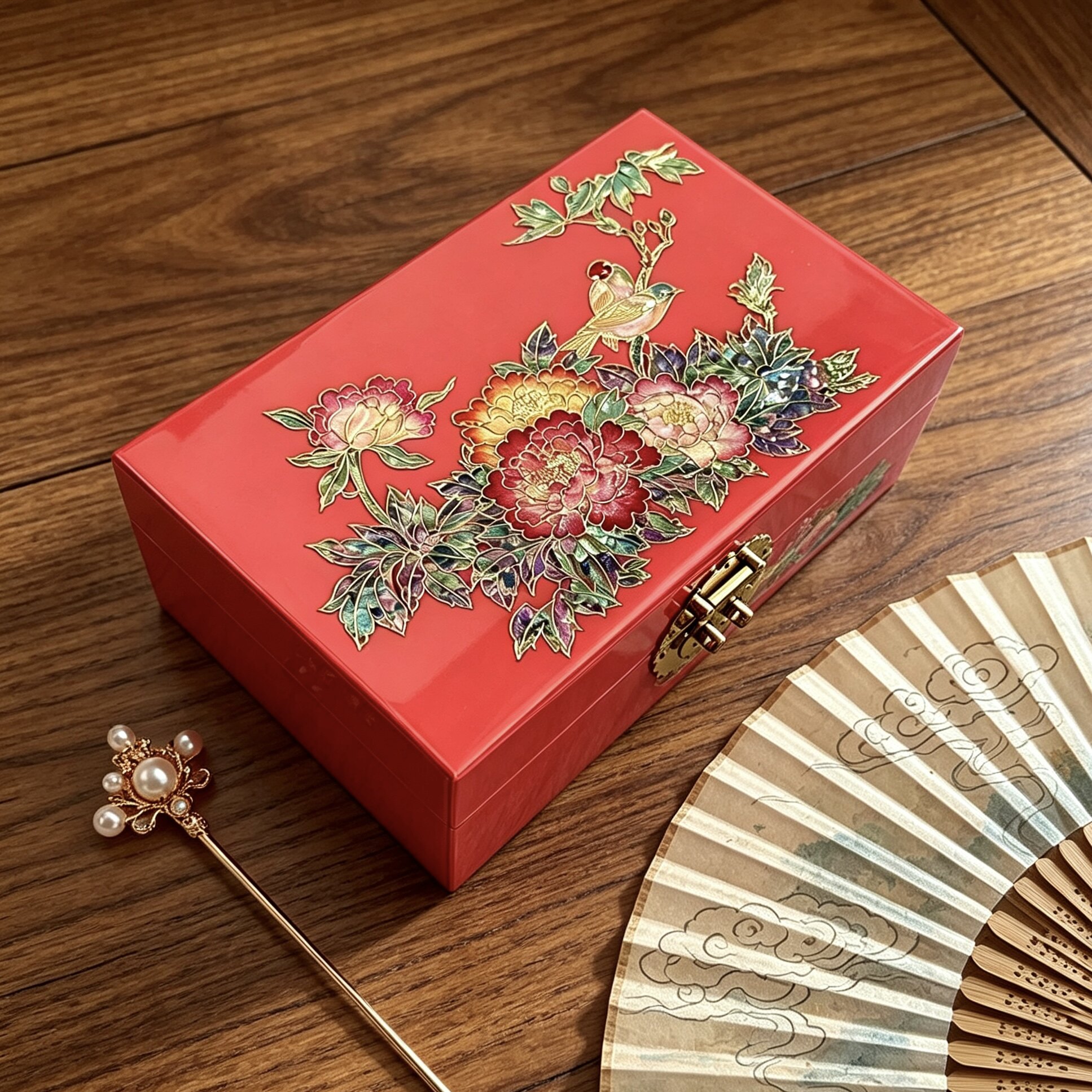 钢琴漆平遥首饰盒掐丝螺钿贝壳中国风新娘结婚伴手礼物推光漆器