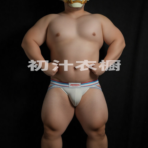 彩带U凸低腰棉麻大码男丁字裤