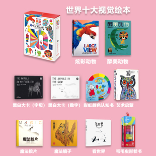 世界十大视觉启蒙绘本10册婴儿早教卡 0-6个月 新生的儿宝宝训练视力视觉激发卡 0-1-2-3岁启蒙全脑开发撕不烂颜色彩色识图卡片