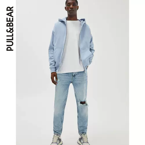 PULL&BEAR новые зауженные джинсы с дырками, мужские брюки ранней весны 04686510427