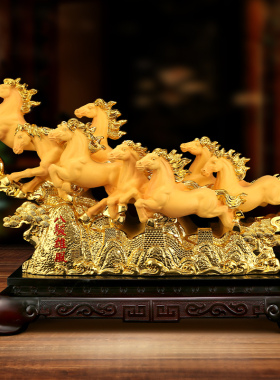 吉善堂树脂八骏雄风马摆件