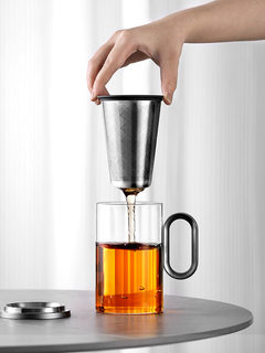 尚明玻璃泡茶杯男女办公室个人专用水杯大容量带盖高档茶水分离杯