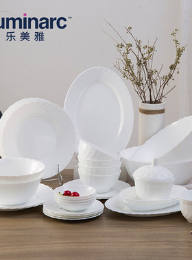 玻璃家用饭碗汤碗盘子组合