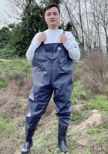 包邮打渔郎半身下水裤捕鱼皮叉钓鱼防水涉水衣服连体雨裤雨鞋加厚