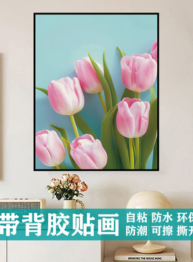 定制装饰遮贴画墙贴门贴纸花卉画玄关贴膜自粘膜壁纸遮丑壁画h230