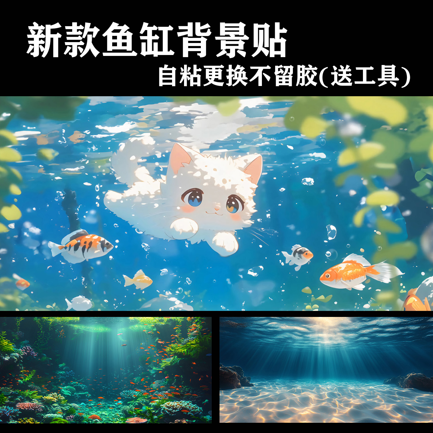 定制鱼缸背景画贴纸贴画墙贴风景水族箱造景装饰新款贴膜y280图片