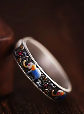 通用珐琅彩景泰蓝吉象开口戒