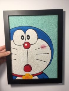 纸浆画带框包底板纸浆泥包邮装饰画儿童纸浆画多啦A梦彩泥画装饰