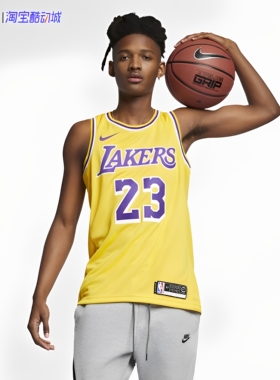 Nike/耐克NBA洛杉矶湖人詹姆斯23号黄色运动球衣背心AA7099-741