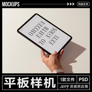 手持平板展示样机ipad效果图质感简约高级感光影品牌VI应用PS文件