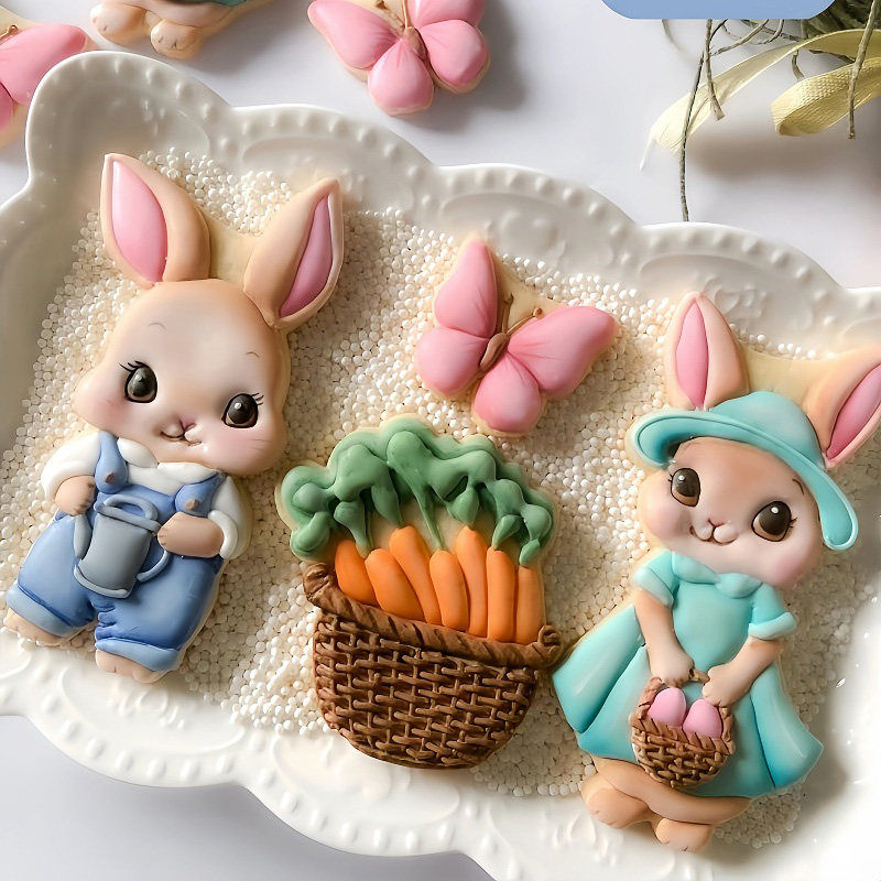 INS复活节卡通DIY饼干模具胡萝卜浇花兔子蝴蝶糖霜饼干模具切模