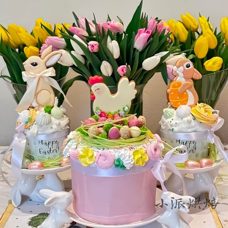 Easter复活节蛋糕大号糖霜饼干模具装饰卡通花环兔子小鸡印模烘焙