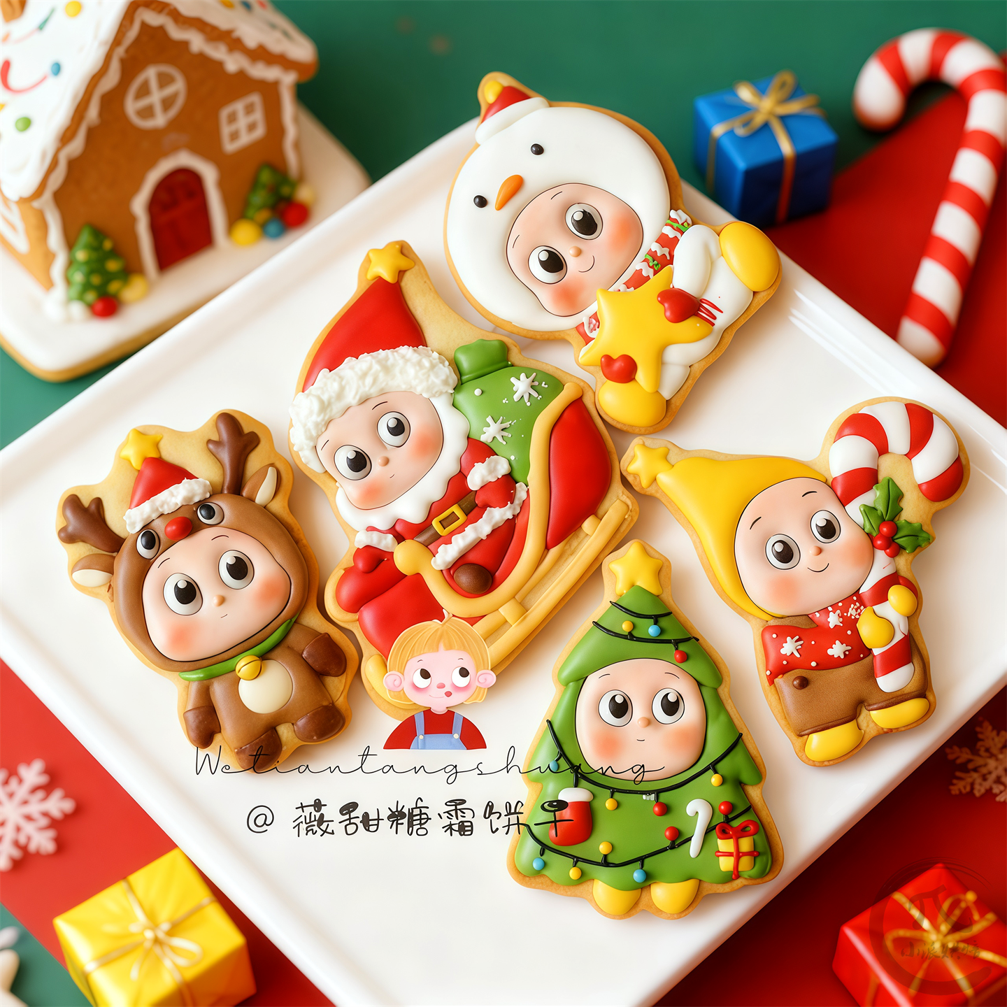 薇甜老师星星人翻糖饼干模具驯鹿圣诞树麋鹿棒棒糖卡通曲奇印模