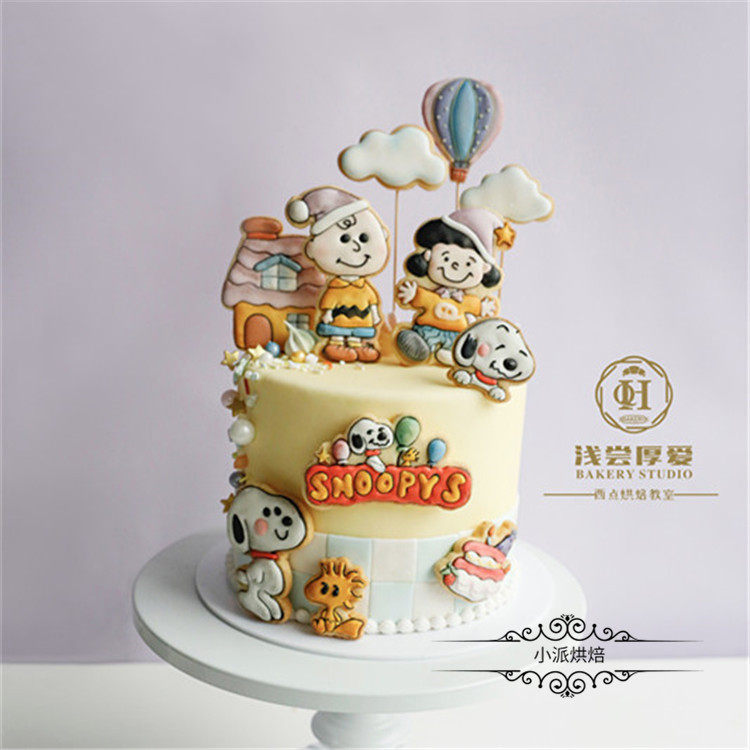 浅尝厚爱出品史努比糖霜饼干模具3d立体按压式卡通家用曲奇印模