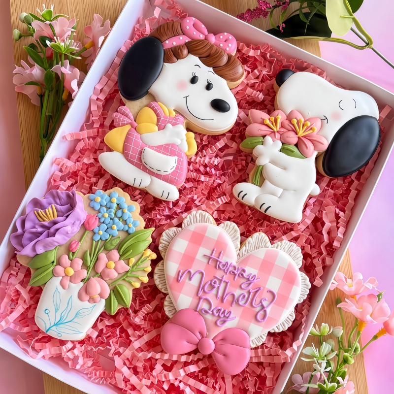 母亲节INS史努比爱心捧花糖霜饼干模具曲奇3D立体儿童卡通模具