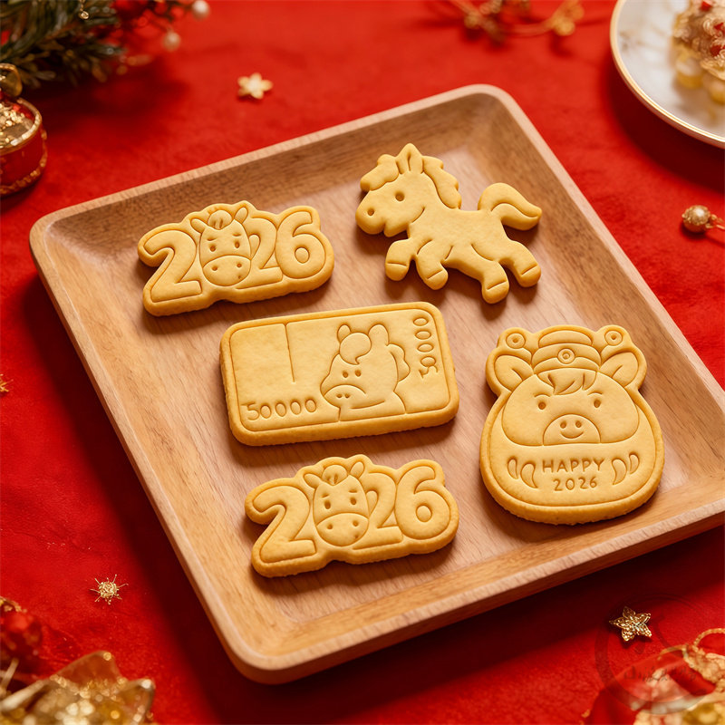 2026新年小马币卡通饼干模具数字石塑黏土冰箱贴DIY烘焙印模工具