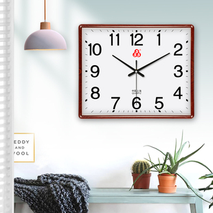 上海555三五牌静音挂钟客厅办公室现代简约大气石英钟长方形钟表