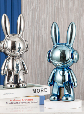 网红卡通太空兔客厅轻奢电视柜酒柜电镀爱心兔小公仔装饰简约摆件