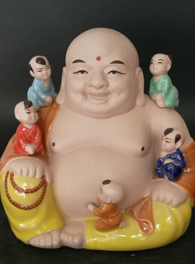 工艺弥勒佛客厅结婚礼品石湾陶瓷