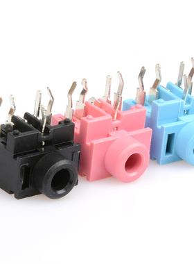 PJ-317音频插座双声道 3.5MM耳机插座 5脚 粉红色/绿色/蓝色/黑色