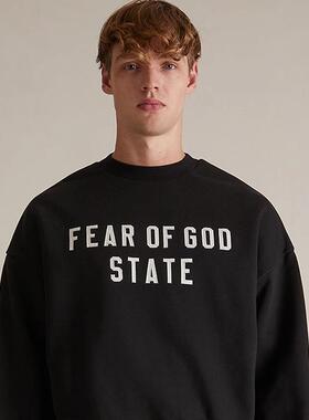 FOG FEAR OF GOD复线ESSENTIALS 24FALL字母刺绣加绒圆领宽松卫衣