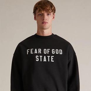 GOD复线ESSENTIALS 24FALL字母刺绣加绒圆领宽松卫衣 FEAR FOG