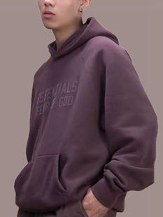 正品FOG复线ESSENTIALS连帽卫衣侃爷乌紫色男女帽衫宽松休闲潮牌