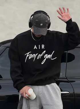 正品FOG FEAR OF GOD联名款美式字母印花休闲情侣圆领卫衣男女