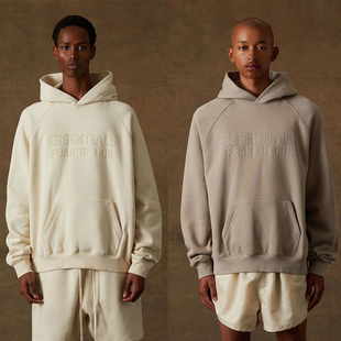 FEAR GOD复线ESSENTIALS奶白色连帽卫衣植绒宽松男女 FOG 正品