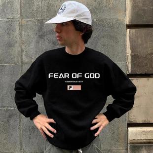 ESSENTIALS美式 GOD 1977潮牌FOG加绒宽松圆领秋冬卫衣男 FEAR