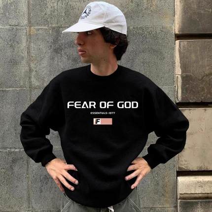 FEAR OF GOD ESSENTIALS美式1977潮牌FOG加绒宽松圆领秋冬卫衣男