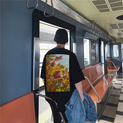 FEAR OF GOD复线ESSENTIALS照片花卉枫叶短袖FOG潮牌宽松T恤男女