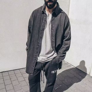 牛仔衬衫 FOG正品 GOD复线ESSENTIALS水洗中长款 外套宽松潮 FEAR