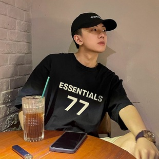 GOD复线ESSENTIALS植绒77圆领T恤宽松T恤男女潮牌夏 FOG FEAR