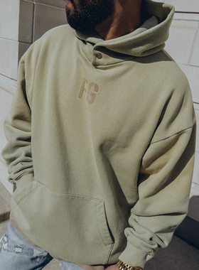 主线Fear Of God FOG第七季FG富贵植绒字母卫衣喷砂水洗帽衫男女
