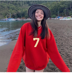 FEAR GOD第七季 7字美式 卫衣 正品 宽松潮牌红色圆领情侣长袖 FOG