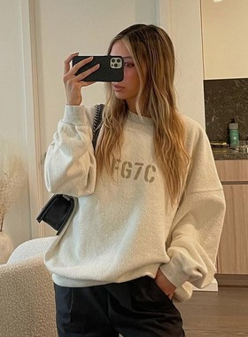 FOG FEAR OF GOD第七季主线FG7C植绒羊羔绒反穿男女长袖卫衣潮牌