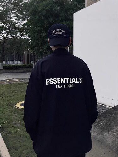 正品FOG Fear Of God Essentials复线高街斜插口袋夹克字母反光潮
