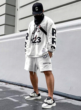 正品FOG FEAR OF GOD联名RRR123小孩人像高街圆领长袖T恤男女宽松