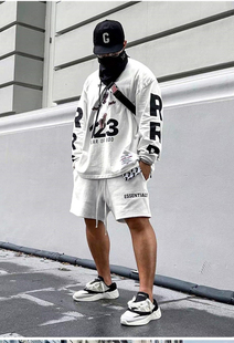 GOD联名RRR123小孩人像高街圆领长袖 正品 FEAR T恤男女宽松 FOG