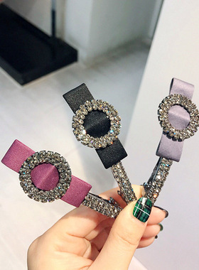 蝴蝶结水钻发夹韩国头饰东大门发饰横弹簧ins复古一字边发根女